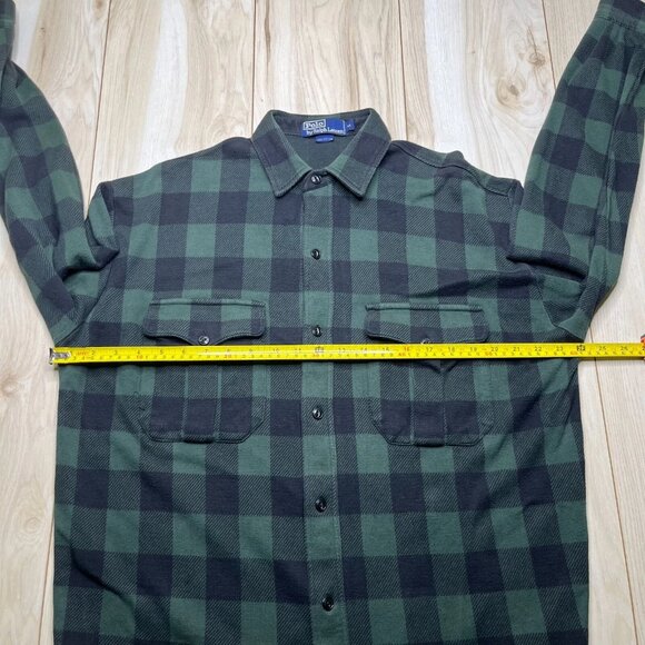Polo Ralph Lauren Button Up Mens Green Plaid Spread Regular Shirt Pockets Medium - Picture 10 of 11
